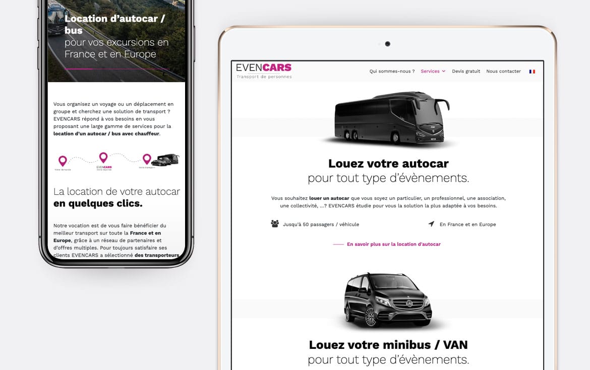 Evencars - Conception du site internet